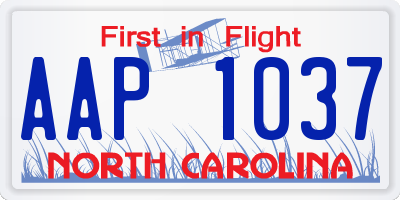 NC license plate AAP1037