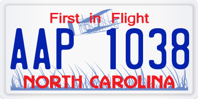NC license plate AAP1038