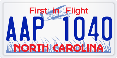 NC license plate AAP1040