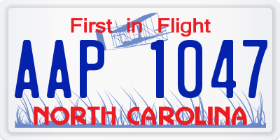 NC license plate AAP1047