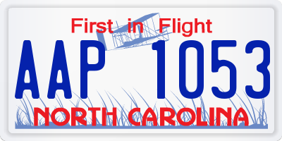 NC license plate AAP1053