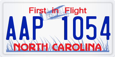 NC license plate AAP1054