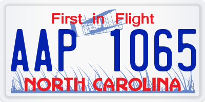NC license plate AAP1065