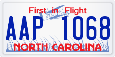 NC license plate AAP1068