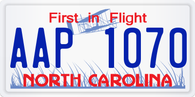 NC license plate AAP1070