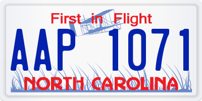 NC license plate AAP1071