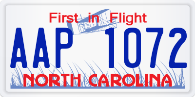 NC license plate AAP1072