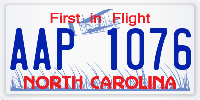 NC license plate AAP1076