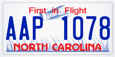 NC license plate AAP1078