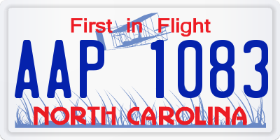 NC license plate AAP1083