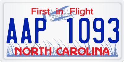 NC license plate AAP1093