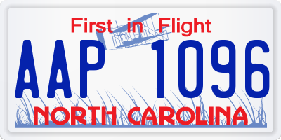 NC license plate AAP1096