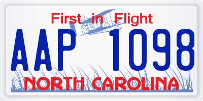 NC license plate AAP1098