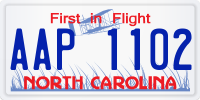 NC license plate AAP1102