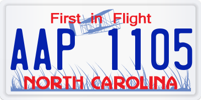 NC license plate AAP1105