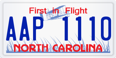 NC license plate AAP1110