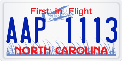 NC license plate AAP1113
