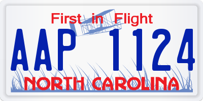 NC license plate AAP1124