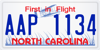 NC license plate AAP1134