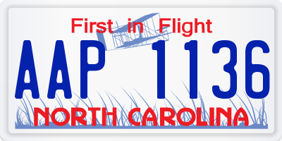 NC license plate AAP1136