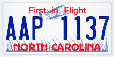 NC license plate AAP1137