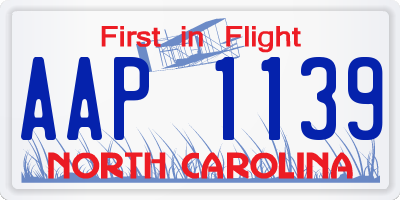 NC license plate AAP1139