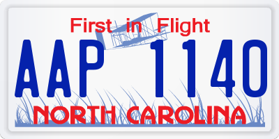 NC license plate AAP1140