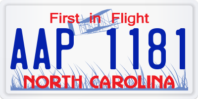 NC license plate AAP1181