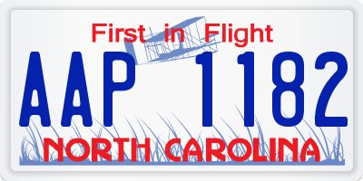 NC license plate AAP1182