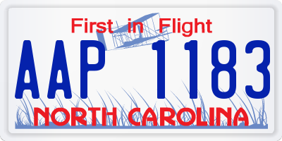 NC license plate AAP1183
