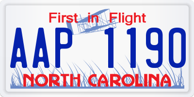 NC license plate AAP1190