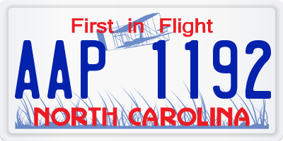 NC license plate AAP1192