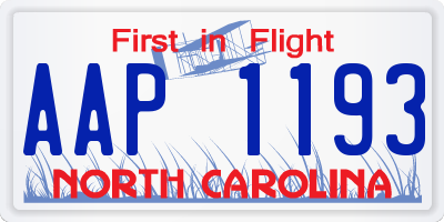 NC license plate AAP1193