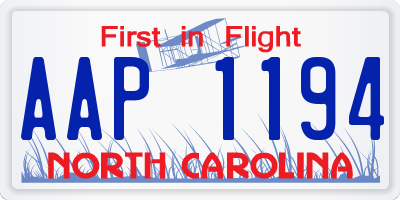 NC license plate AAP1194