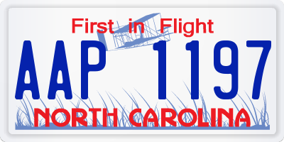 NC license plate AAP1197