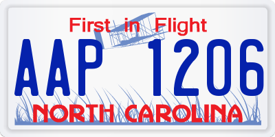 NC license plate AAP1206