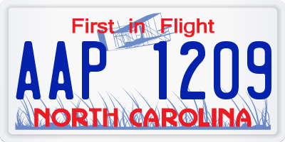 NC license plate AAP1209