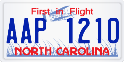 NC license plate AAP1210