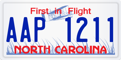 NC license plate AAP1211