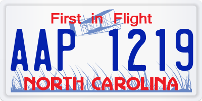 NC license plate AAP1219