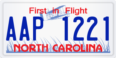 NC license plate AAP1221