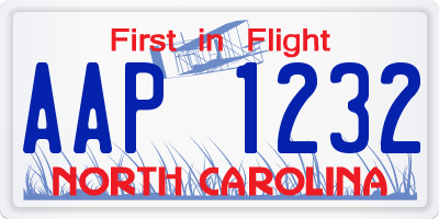NC license plate AAP1232