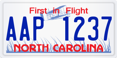 NC license plate AAP1237