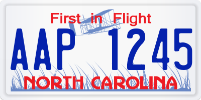 NC license plate AAP1245