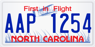 NC license plate AAP1254