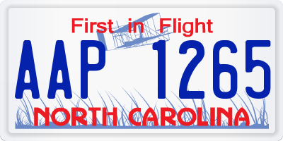 NC license plate AAP1265