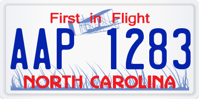 NC license plate AAP1283