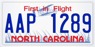 NC license plate AAP1289