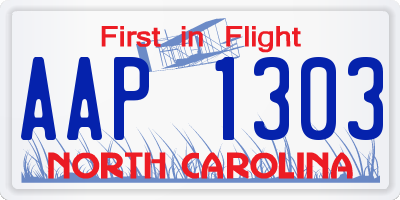 NC license plate AAP1303