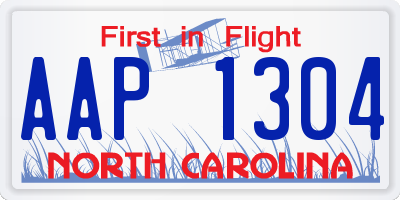 NC license plate AAP1304